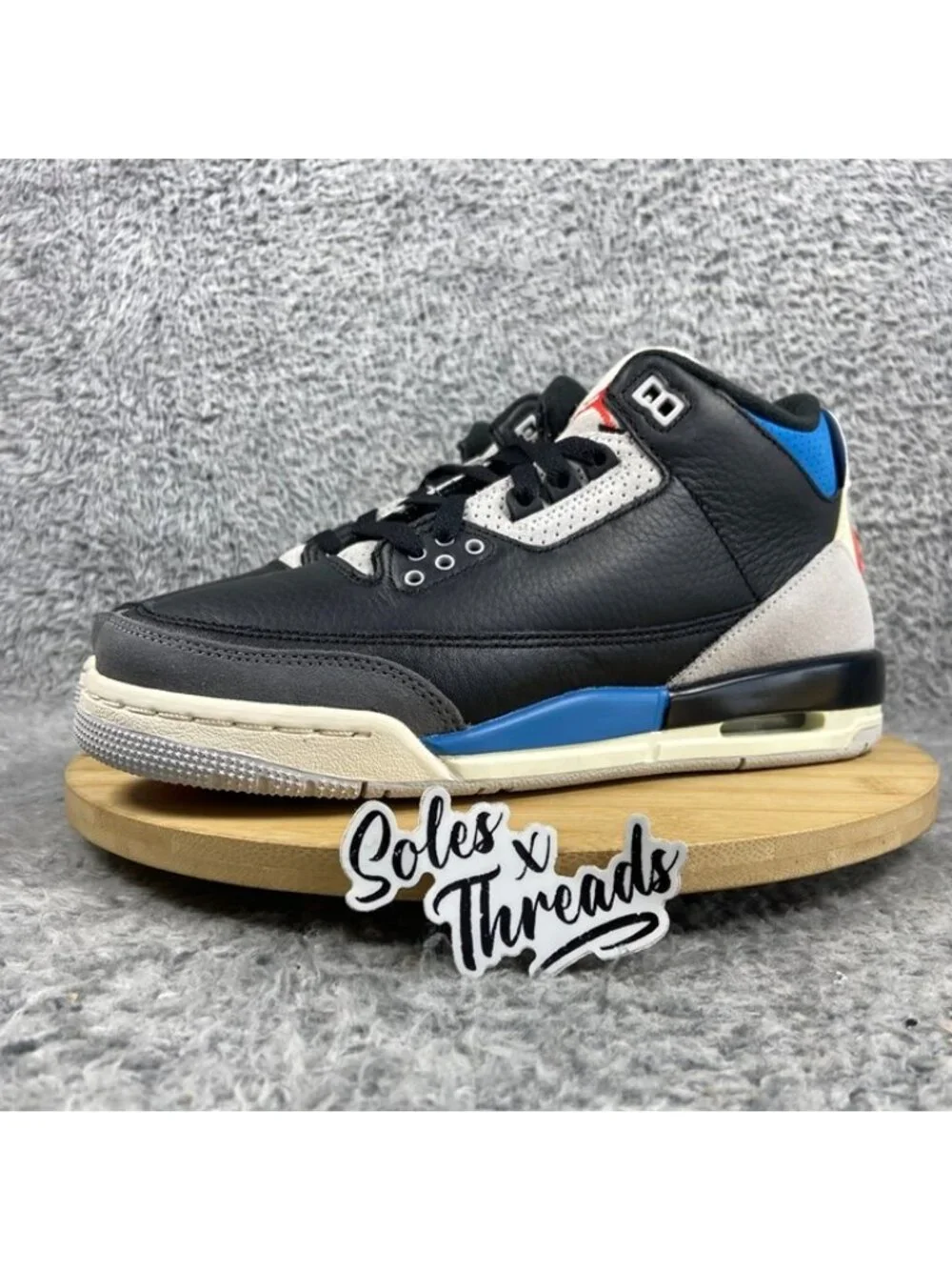 Air Jordan 3 Retro (GS) 'Rare Air' Size 5.5 Big Kids' Black Blue Red IB8968-004